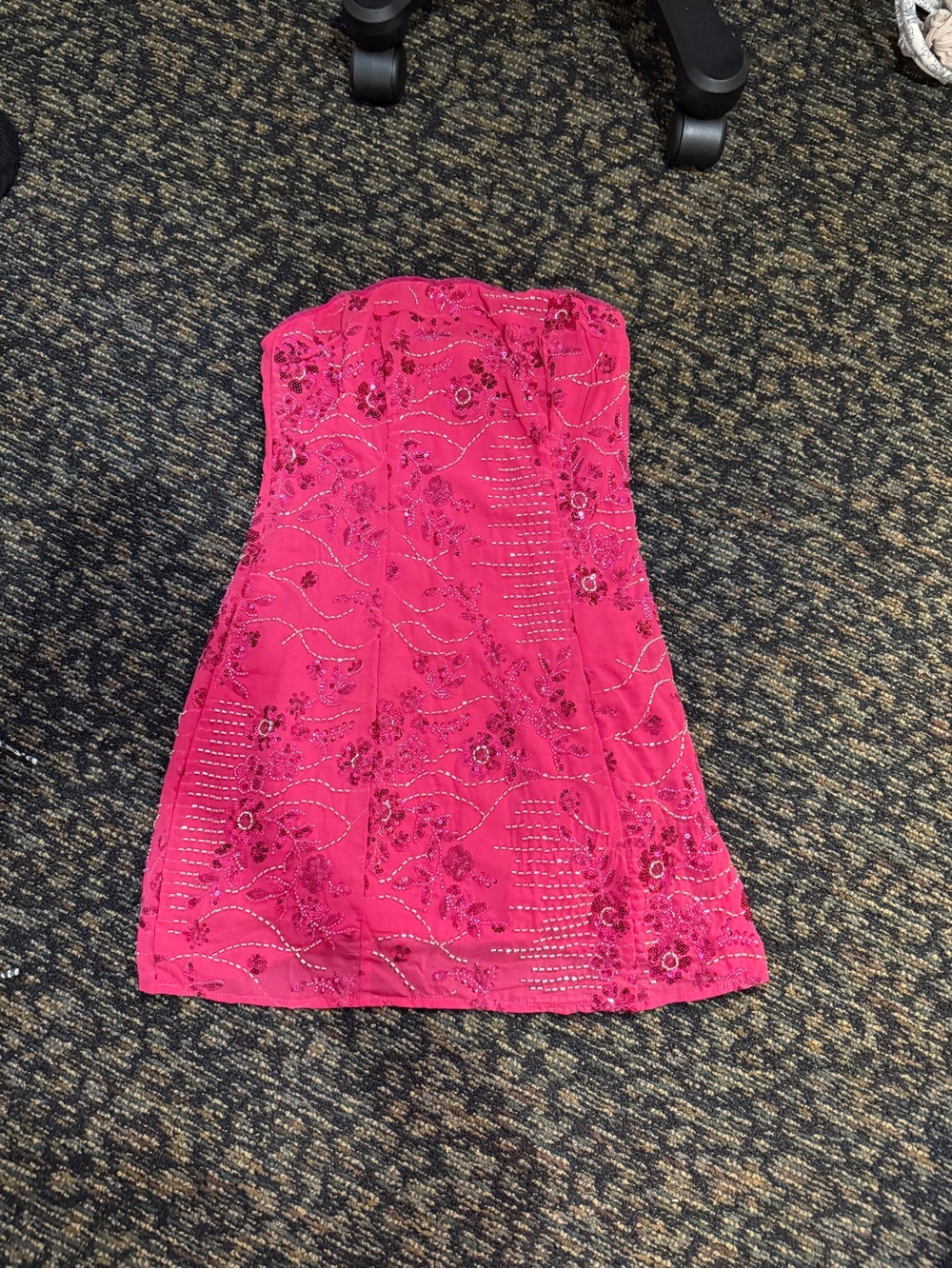 Amazon Hot Pink Strapless Beaded Party Dress